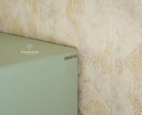 Boston Solid Wood Rattan Cane Wardrobe Furniselan  Silt Green
