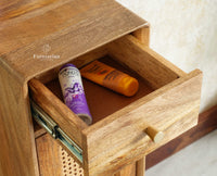 Boston Solid Wood Rattan Cane Dressing Table Furniselan Natural Finish