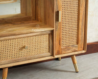 Boston Solid Wood Rattan Cane Dressing Table Furniselan Natural Finish