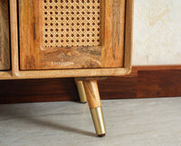 Boston Solid Wood Rattan Cane Dressing Table Furniselan Natural Finish