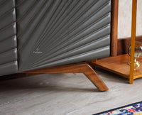 Hebbal Solid Wood Four Doors Sideboard Cabinet Furniselan - Brown/Slate-Grey