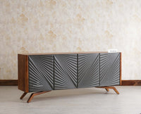 Hebbal Solid Wood Four Doors Sideboard Cabinet Furniselan - Brown/Slate-Grey