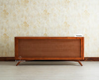 Hebbal Solid Wood Four Doors Sideboard Cabinet Furniselan Brown/China Blue