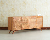 Hebbal Solid Wood Four Doors Sideboard Cabinet Furniselan  Natural FInish