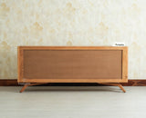 Hebbal Solid Wood Four Doors Sideboard Cabinet Furniselan  Natural FInish