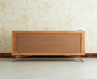 Hebbal Solid Wood Four Doors Sideboard Cabinet Furniselan  Natural FInish