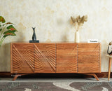 Hebbal Solid Wood Four Doors Sideboard Cabinet Furniselan Natural FInish