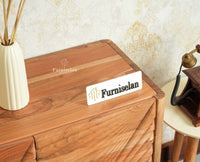 Hebbal Solid Wood Four Doors Sideboard Cabinet Furniselan  Natural FInish