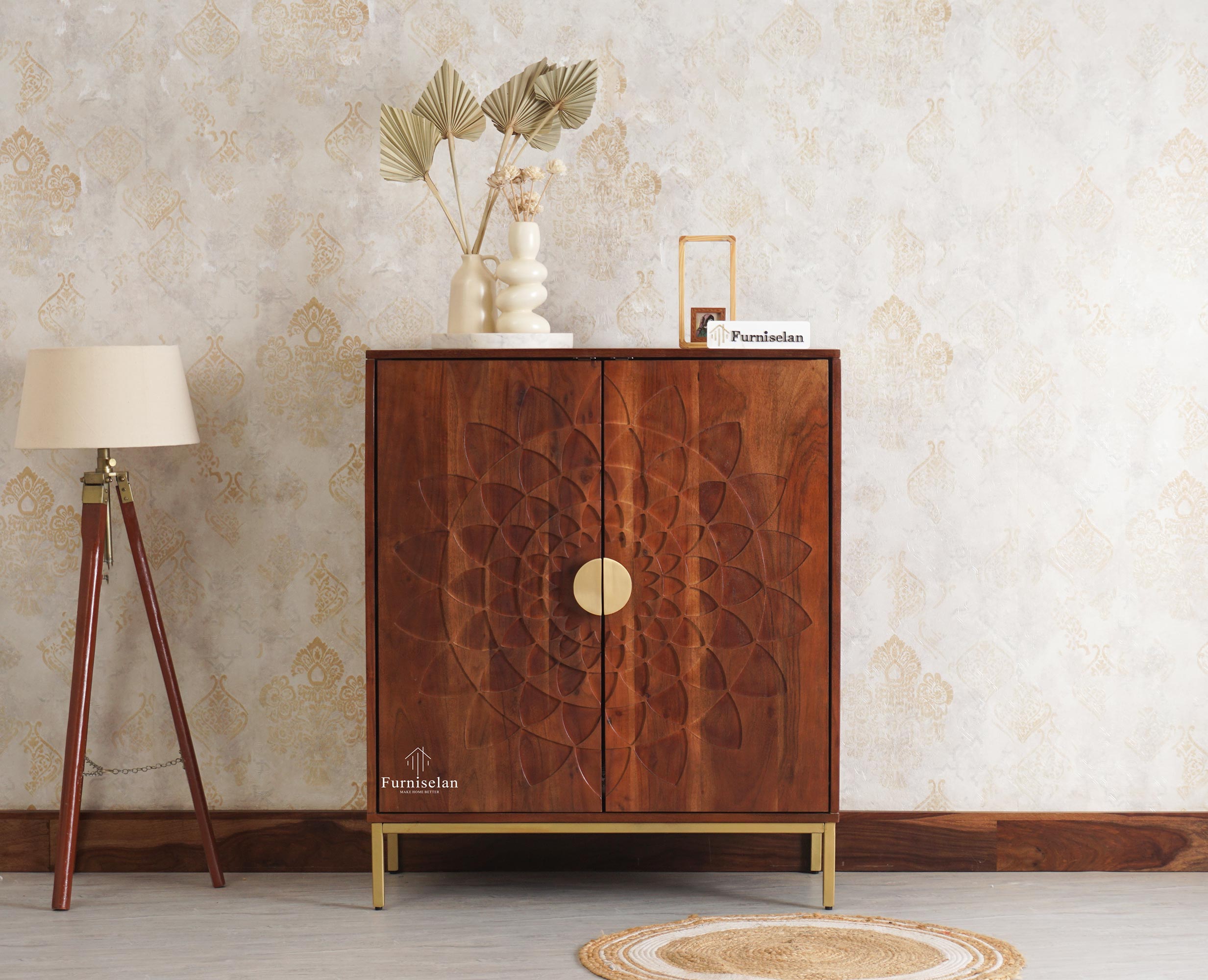 Berlin Wooden Two Door Cabinet Furniselan - Brown-Finish