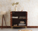 Berlin Wooden Two Door Cabinet Furniselan - Brown Finish