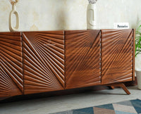 Hebbal Solid Wood Four Doors Sideboard Cabinet Furniselan Brown Finish