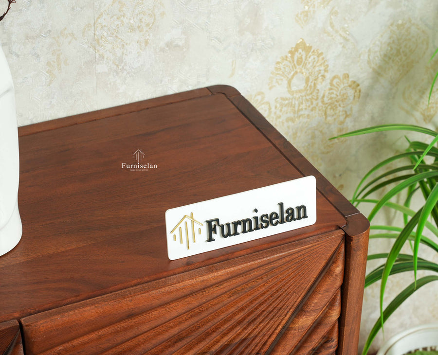 Hebbal Solid Wood Four Doors Sideboard Cabinet Furniselan Brown Finish