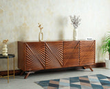 Hebbal Solid Wood Four Doors Sideboard Cabinet Furniselan Brown Finish