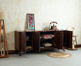 Hebbal Solid Wood Four Doors Sideboard Cabinet Furniselan 
Grey Finish