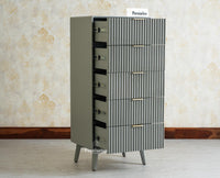 Bengaluru Solid Wood Tall Five Drawer Chest of Drawers Furniselan Cool Grey