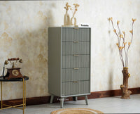 Bengaluru Solid Wood Tall Five Drawer Chest of Drawers Furniselan Cool Grey