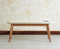 Antilia Wooden Six Seater Dining set with Four Chairs and Bench with Cushion Natural Finish