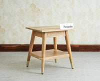 Boston Solid Wood Rattan Cane End Table Furniselan Natural Finish