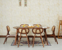 Antilia Wooden Six Seater Dining set Six Chairs with Cushion Teak Finish