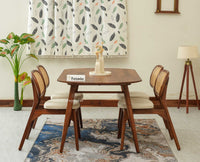 Antilia Wooden Four Seater Dining Set with Four Chairs with Cushions Teak Finish