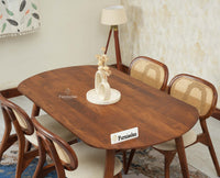 Antilia Wooden Four Seater Dining Set with Four Chairs with Cushions Teak Finish