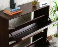 Boston Wooden Shoe Rack Cabinet Flip-down Doors Furniselan Grey Finish