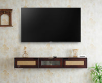 Boston Wooden Large Wall Mounted TV Unit Cabinet Three Door Grey Finish