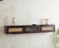 Boston Wooden Large Wall Mounted TV Unit Cabinet Three Door Grey Finish