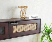 Boston Wooden Large Wall Mounted TV Unit Cabinet Three Door Grey Finish