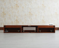 Boston Wooden Large Wall Mounted TV Unit Cabinet Three Door Brown Finish
