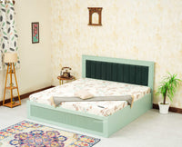 Bengaluru Solid Wood King Size Bed in Storage Box - Furniselan Silt Green