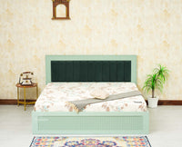 Bengaluru Solid Wood King Size Bed in Storage Box - Furniselan Silt Green