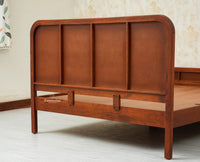 Milano Rattan Headboard Wooden Queen Size Bed Brown Finish