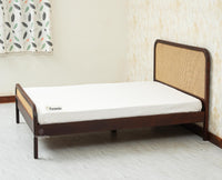 Milano Rattan Headboard Wooden Queen Size Bed Grey Finish
