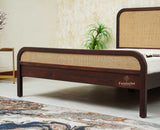 Milano Rattan Headboard Wooden Queen Size Bed Grey Finish