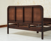 Milano Rattan Headboard Wooden Queen Size Bed Grey Finish