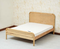 Milano Rattan Headboard Wooden Queen Size Bed Natural Finish