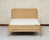 Milano Rattan Headboard Wooden Queen Size Bed Natural Finish
