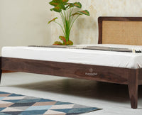Norway Sheesham Wood Rattan Cane King Size Bed - King Size Bed -  Furniselan Grey Finish