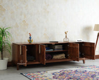 Brisbane Elite Storage Four Door Wooden TV Cabinet Media Unit Natural Oak Finish