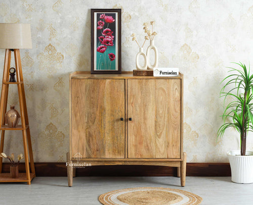 Wellington Solid Wood Sideboard Cabinet Two Door - Sideboard - Furniselan- Natural Finish