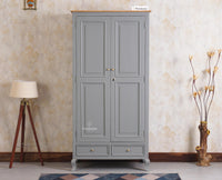 Mumbai Solid Wood Two Door Wardrobe Furniselan Cool Grey