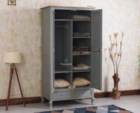 Mumbai Solid Wood Two Door Wardrobe Furniselan Cool Grey