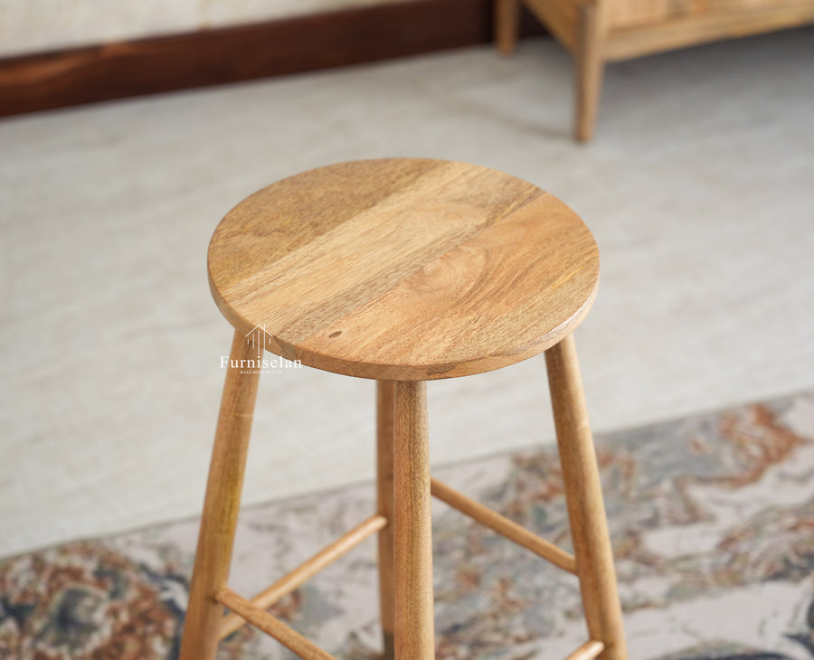 Boston Solid Wood Kitchen Bar Stool Furniselan Natural Finish 