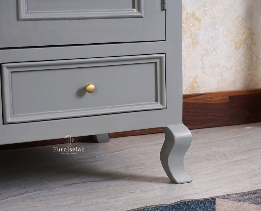 Mumbai Solid Wood Two Door Wardrobe Furniselan Cool Grey
