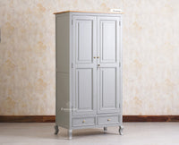Mumbai Solid Wood Two Door Wardrobe Furniselan Cool Grey