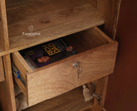 Boston Solid Wood Rattan Cane Wardrobe Furniselan Natural Finish