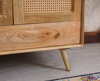 Boston Solid Wood Rattan Cane Wardrobe Furniselan Natural Finish