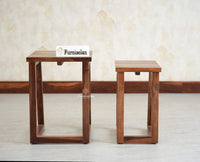Eric End Table Set Rustic Teak Finish