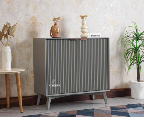 Bengaluru Solid Wood Two Door Cabinet Sideboard - Sideboard - Furniselan Cool Grey